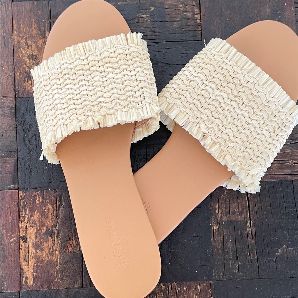 J. Crew Beige Woven Slide Sandals